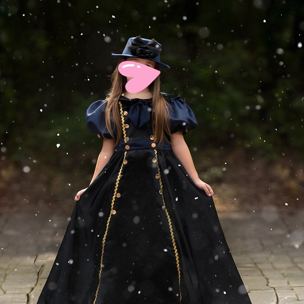 Elegant Black and Gold Girls Dress